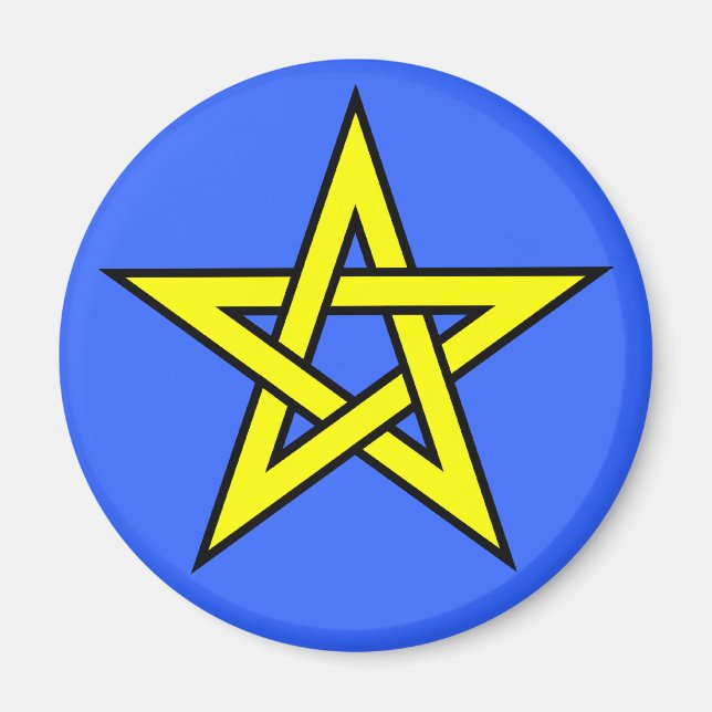 Pentagramm gelb auf blau magnet (Vorne)