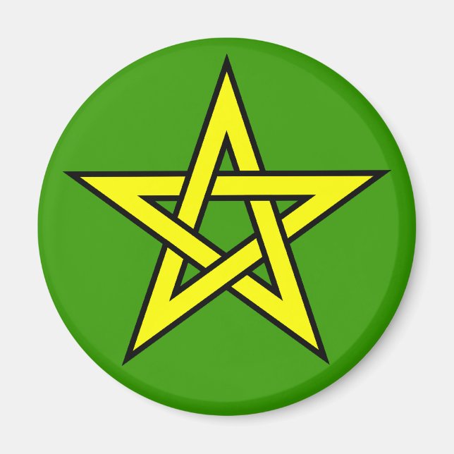 Pentagramm Gelb auf Grün Magnet (Vorne)