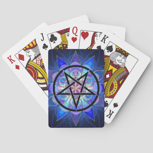 Pentagramm Lila blaue Playing Cards Spielkarten (Rückseite)