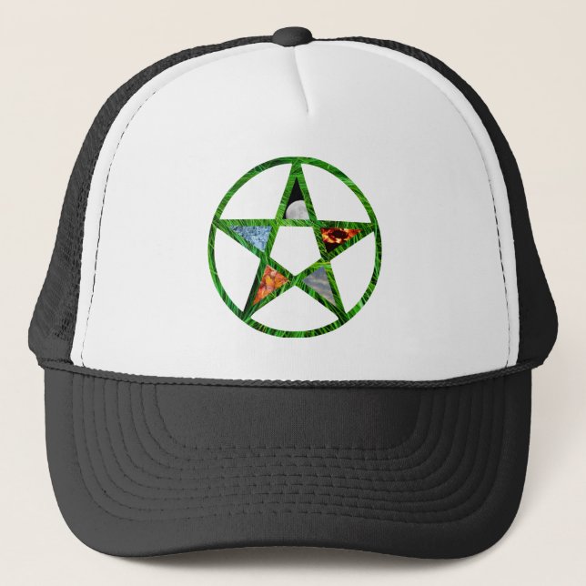 Pentagramm mit Elementen Truckerkappe (Vorderseite)