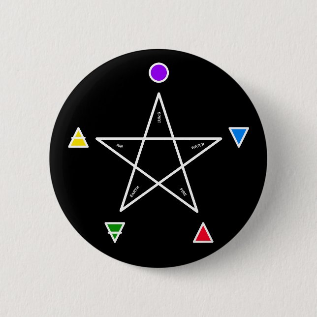 Pentagramm mit fünf Elementen (Wicca) Button (Vorderseite)