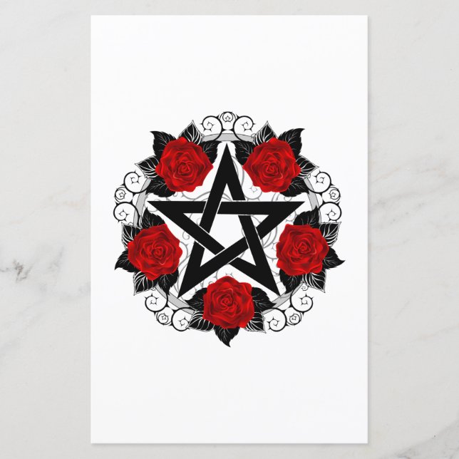 Pentagramm mit Rote Rosen (Vorderseite)