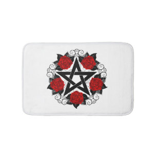 Pentagramm mit Rote Rosen Badematte