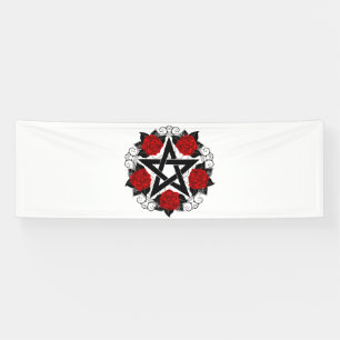 Pentagramm mit Rote Rosen Banner
