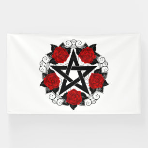 Pentagramm mit Rote Rosen Banner