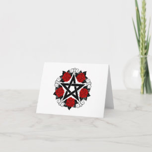 Pentagramm mit Rote Rosen Dankeskarte