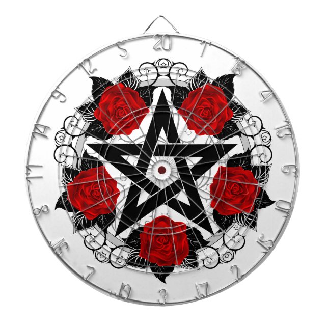 Pentagramm mit Rote Rosen Dartscheibe (vorne)