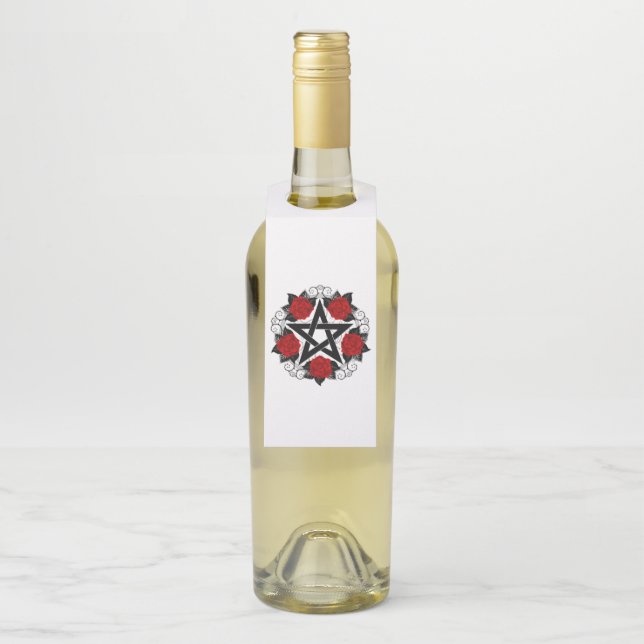 Pentagramm mit Rote Rosen Flaschenanhänger (Auf Flasche)