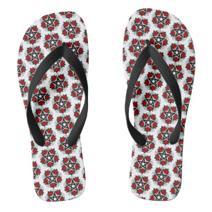 Pentagramm mit Rote Rosen Flip Flops