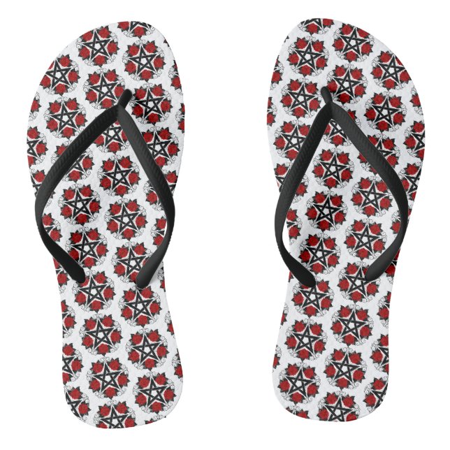 Pentagramm mit Rote Rosen Flip Flops (Fußbett)