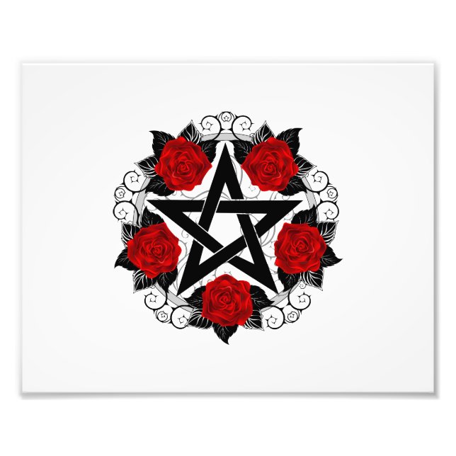 Pentagramm mit Rote Rosen Fotodruck (Vorne)