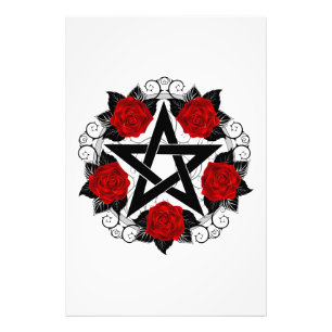 Pentagramm mit Rote Rosen Fotodruck