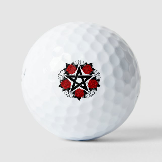 Pentagramm mit Rote Rosen Golfball (Vorderseite)