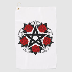 Pentagramm mit Rote Rosen Golfhandtuch