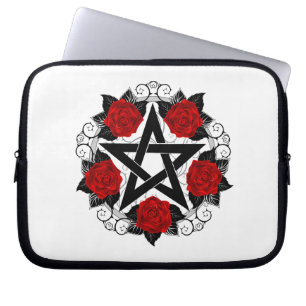 Pentagramm mit Rote Rosen Laptopschutzhülle