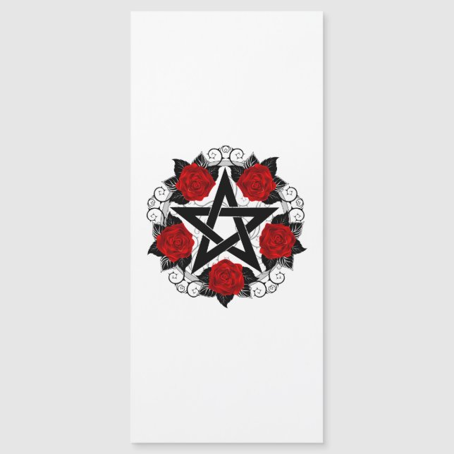 Pentagramm mit Rote Rosen Magnetkarte (Vorderseite)