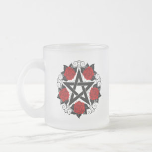Pentagramm mit Rote Rosen Mattglastasse