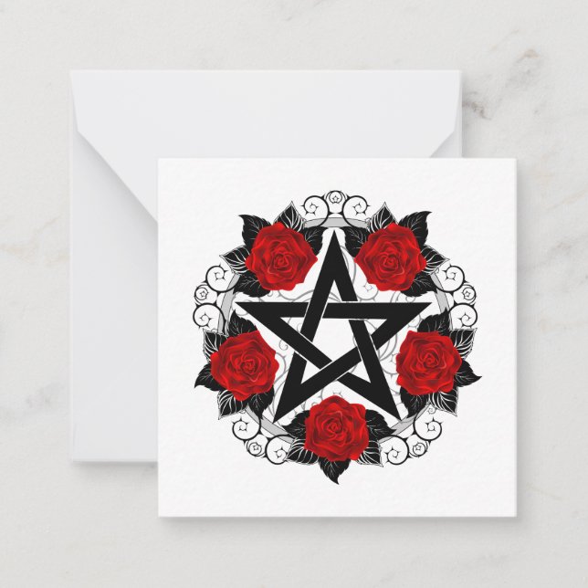 Pentagramm mit Rote Rosen Mitteilungskarte (Vorderseite)