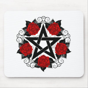 Pentagramm mit Rote Rosen Mousepad