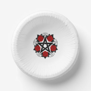Pentagramm mit Rote Rosen Pappteller