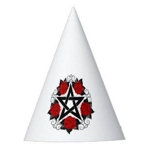 Pentagramm mit Rote Rosen Partyhütchen