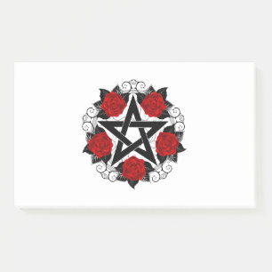 Pentagramm mit Rote Rosen Post-it Klebezettel