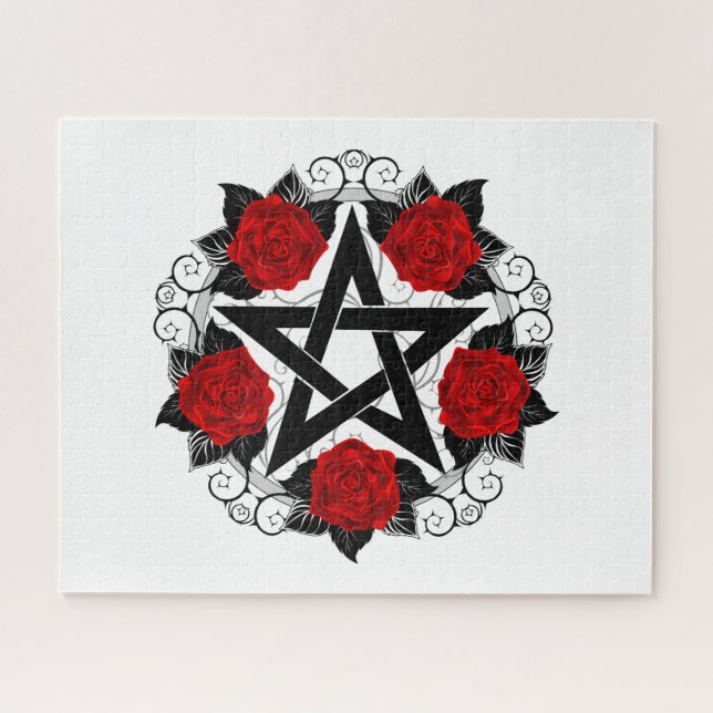 Pentagramm mit Rote Rosen Puzzle (Horizontal)