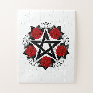 Pentagramm mit Rote Rosen Puzzle