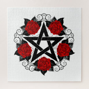 Pentagramm mit Rote Rosen Puzzle