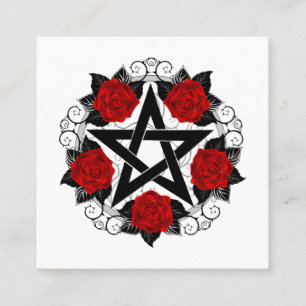 Pentagramm mit Rote Rosen Quadratische Visitenkarte