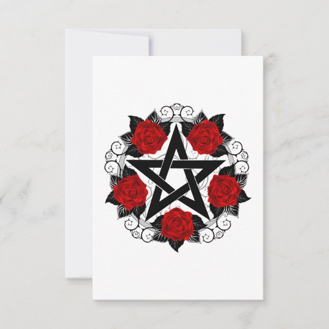 Pentagramm mit Rote Rosen RSVP Karte (Vorderseite)