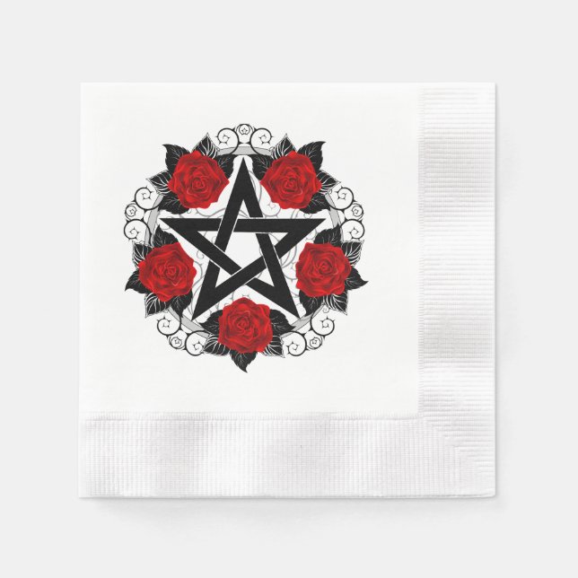 Pentagramm mit Rote Rosen Serviette (Vorderseite)