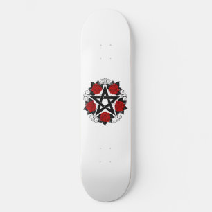 Pentagramm mit Rote Rosen Skateboard