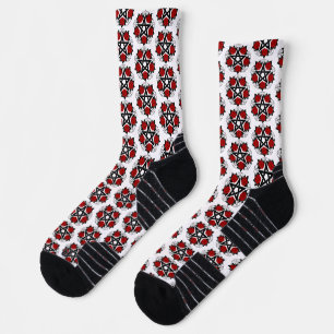 Pentagramm mit Rote Rosen Socken