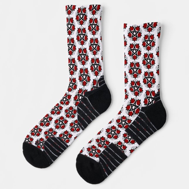 Pentagramm mit Rote Rosen Socken (Links)