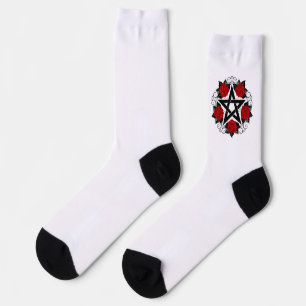 Pentagramm mit Rote Rosen Socken