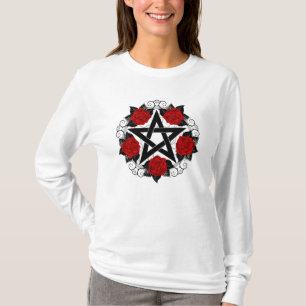 Pentagramm mit Rote Rosen T-Shirt