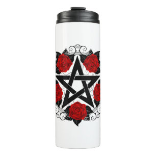 Pentagramm mit Rote Rosen Thermosbecher