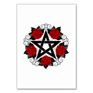 Pentagramm mit Rote Rosen Tischnummer