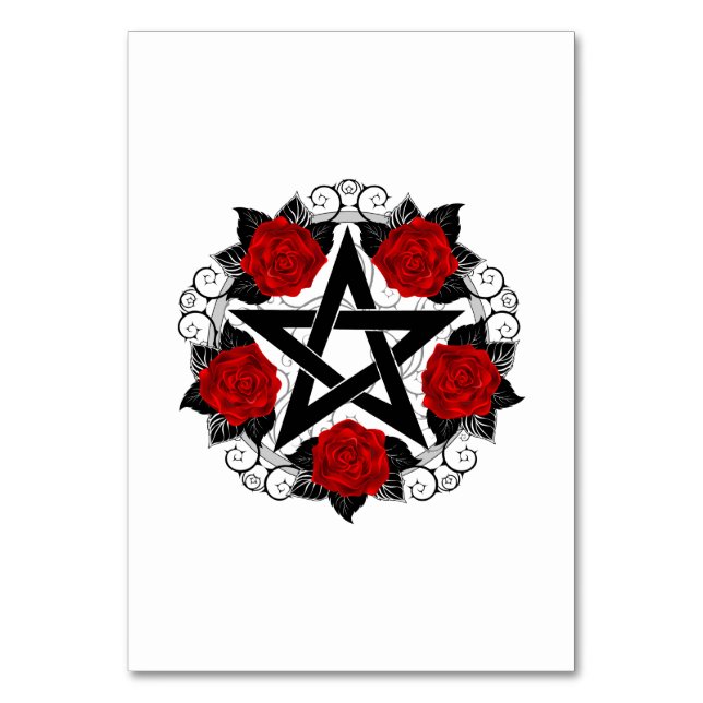 Pentagramm mit Rote Rosen Tischnummer (Vorderseite)