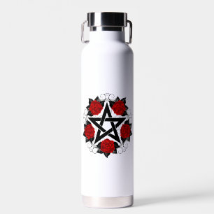 Pentagramm mit Rote Rosen Trinkflasche