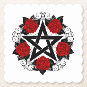Pentagramm mit Rote Rosen Untersetzer
