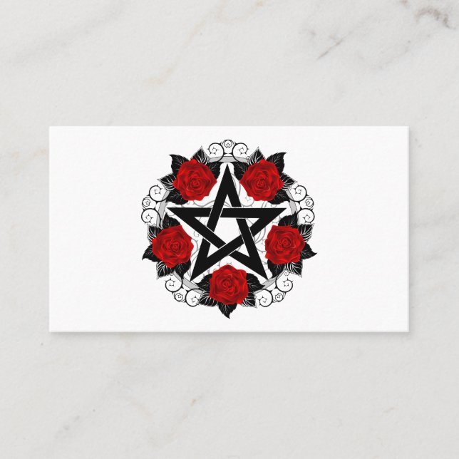 Pentagramm mit Rote Rosen Visitenkarte (Vorderseite)