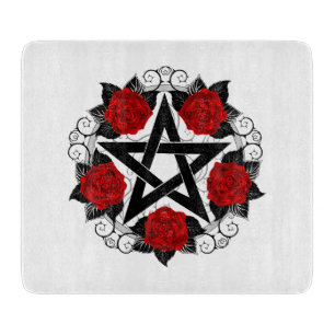Pentagramm mit roten Rosen Schneidebrett
