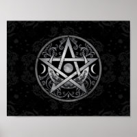 Pentagramm-Ornament - Silber und Schwarz