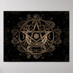 Pentagramm-Schmuck - Gold und Schwarz Poster