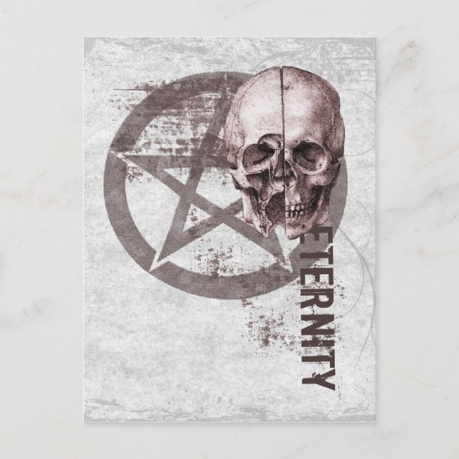 Pentagramm Skull Postkarte (Vorderseite)