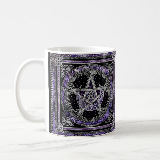 Pentagramm Triskelion Amethyst Moon Kaffeetasse (Links)