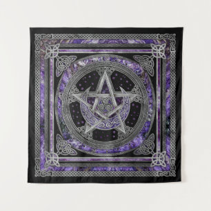 Pentagramm Triskelion Amethyst Moon Wandteppich