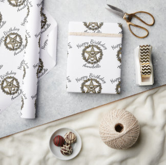 Pentagramm und Motte Hexenkunst benutzerdefinierte Geschenkpapier